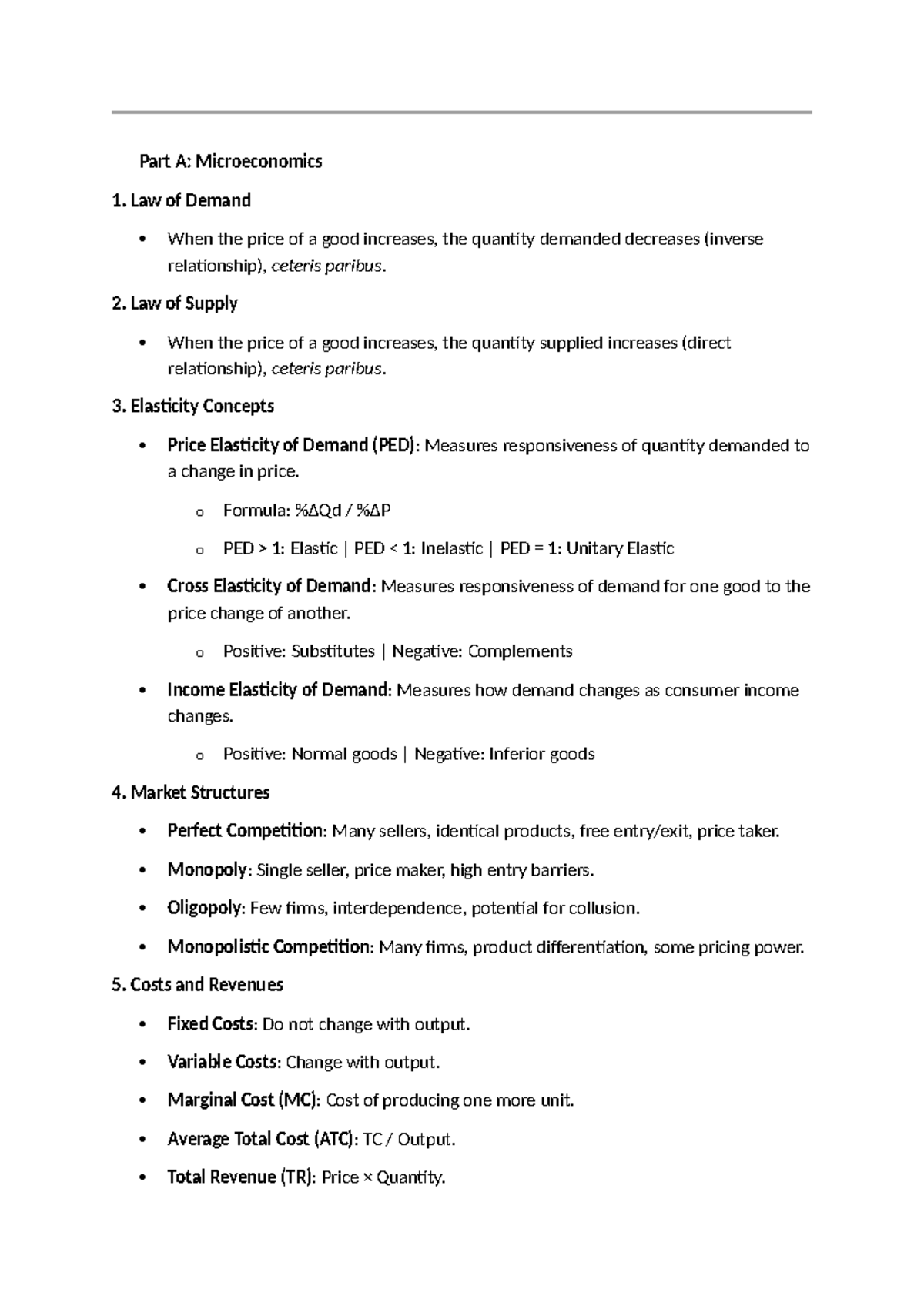 Eco Revision Sheets - Lecture Notes on Micro & Macro Concepts - Studocu
