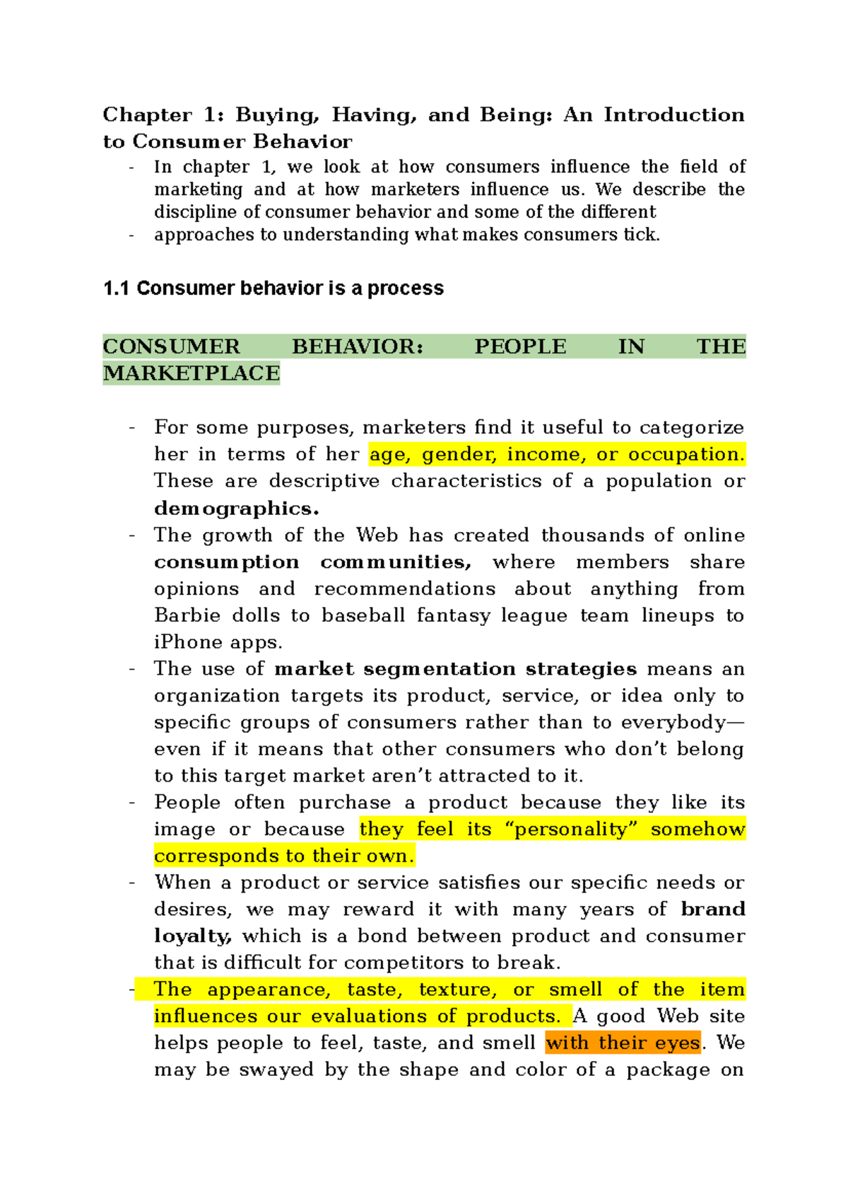 [Chapter 1] MKT201 Overview of Consumer Behavior Concepts - Studocu