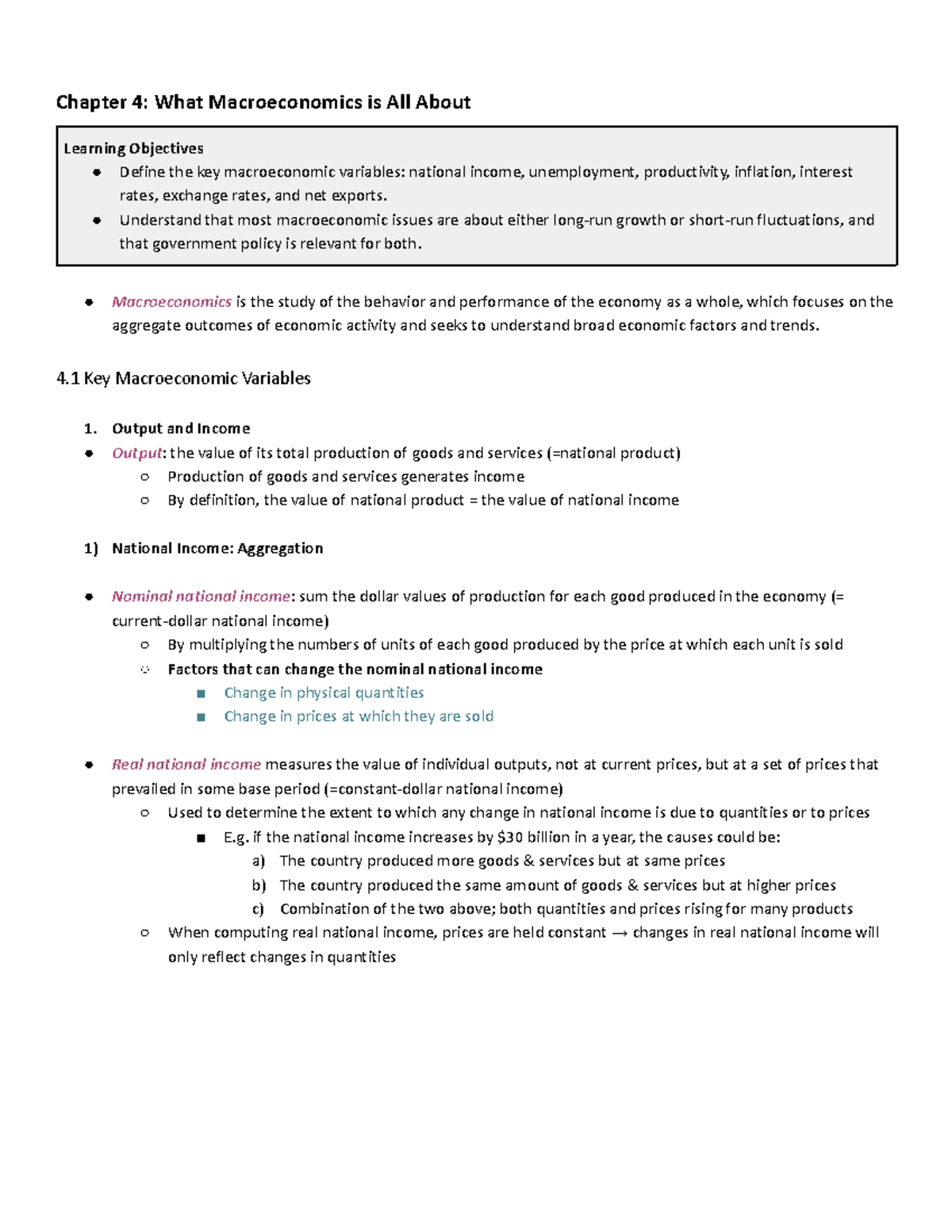 ECON102 Midterm Notes: Key Concepts in Macroeconomics and National ...