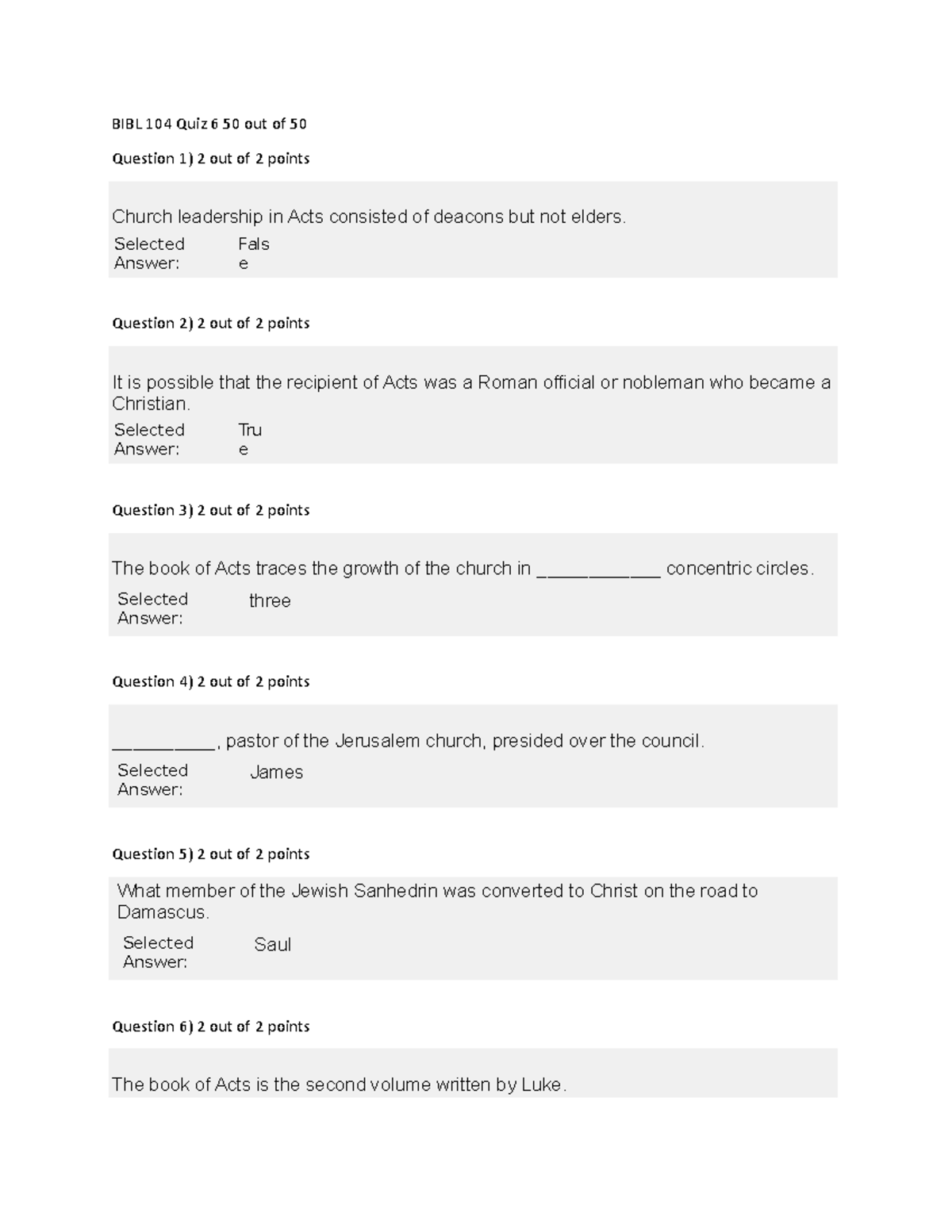 BIBL 104 Quiz 6 - Key Questions and Answers from Chapter 6 - Studocu