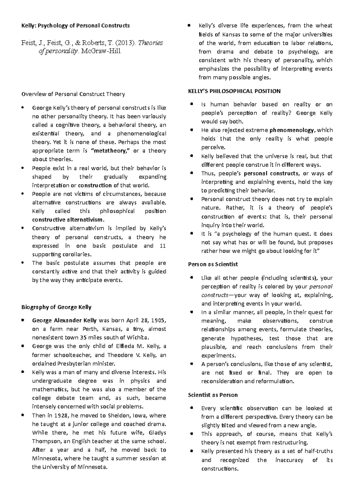 Psychology of Personal Constructs: Insights from George Kelly's Theory ...