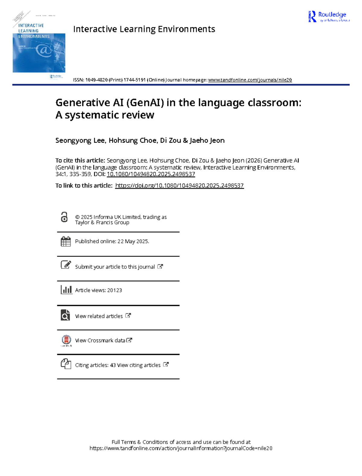 Generative AI (GenAI) in Language Learning: A Systematic Review - Studocu
