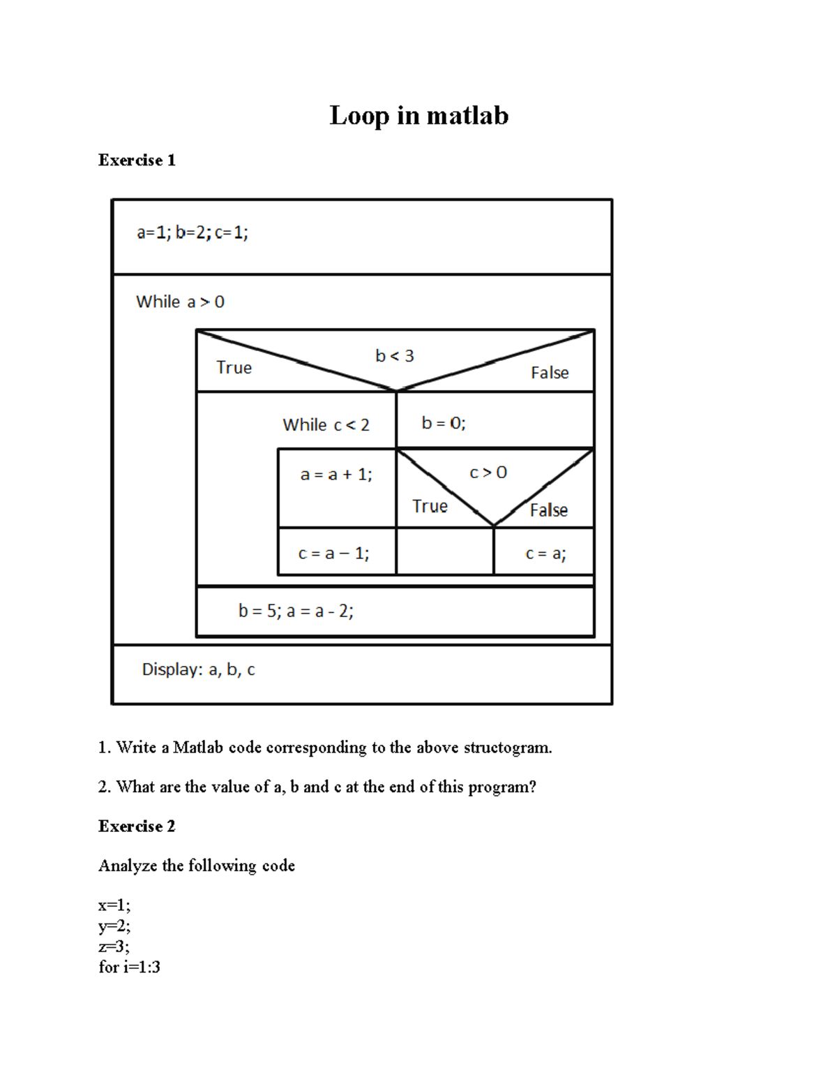 MATLAB Loop Exercises: Code Analysis & Cone Volume Calculation - Studocu