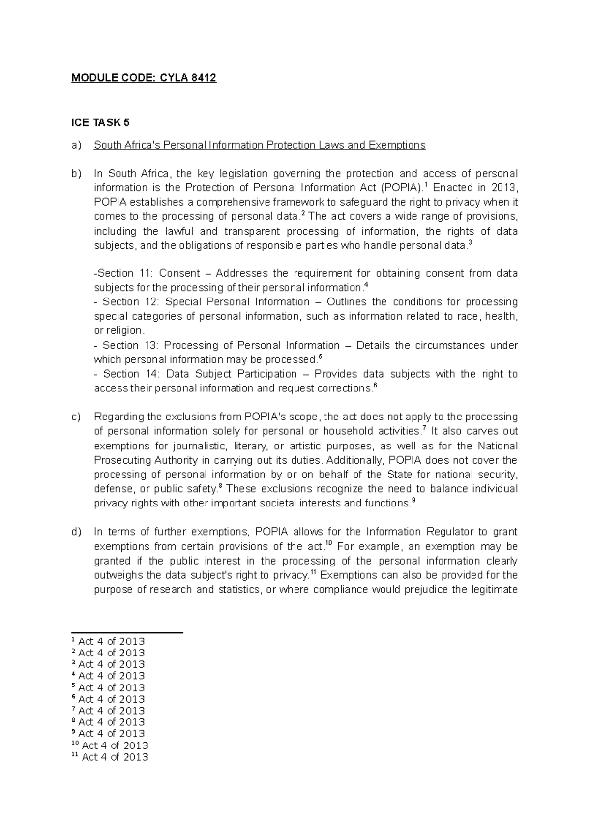 CYLA ICE TASK 5 - summary notes - MODULE CODE: CYLA 8412 ICE TASK 5 a ...