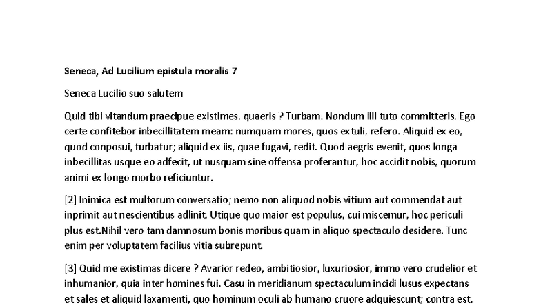 Seneca, Ad Lucilium Epistula Moralis VII - Analysis and Commentary ...