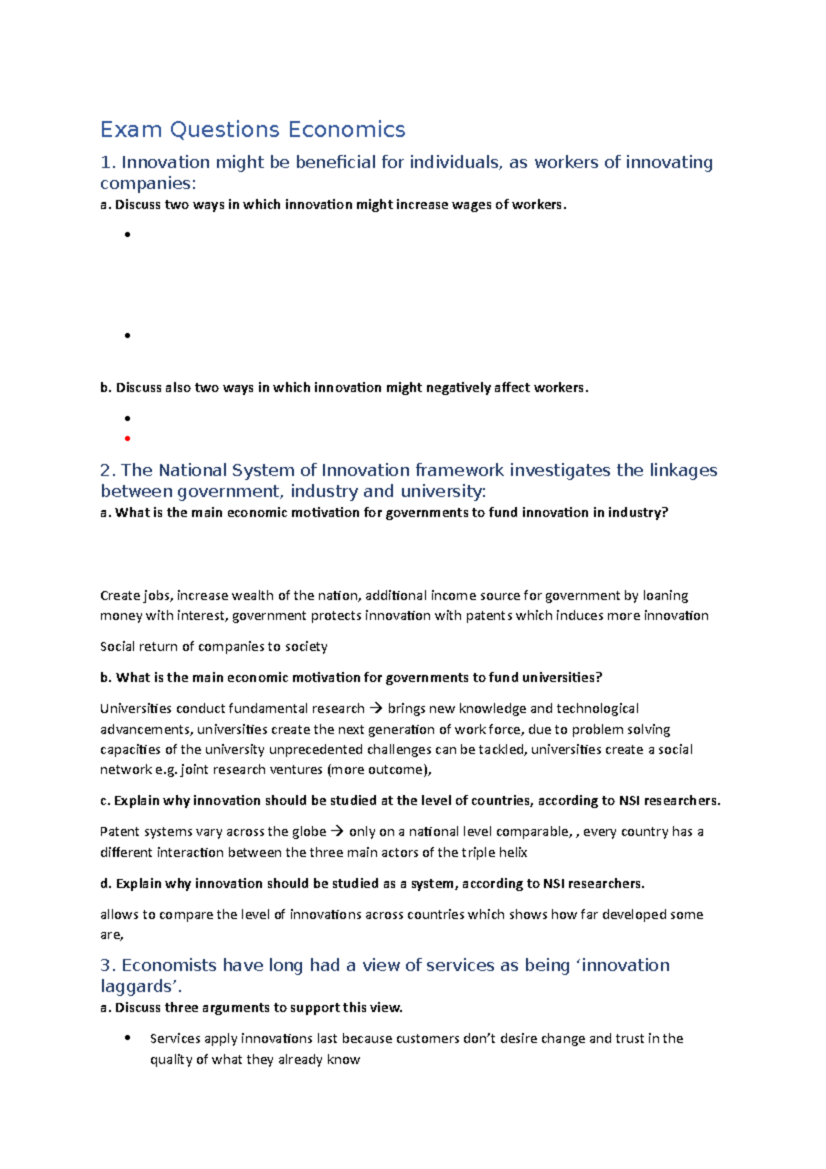 Midterm Practice Exam Questions - Economics of Innovation (ECO 101 ...