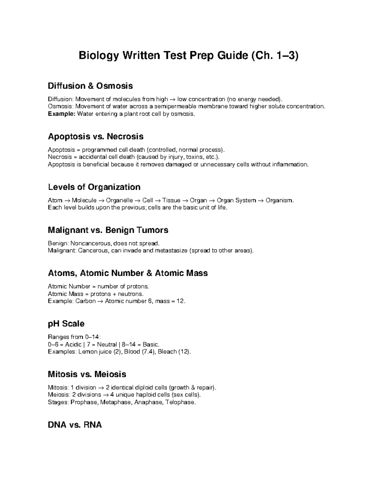 Biology 101 Final Exam Prep Guide: Diffusion, Osmosis & More - Studocu