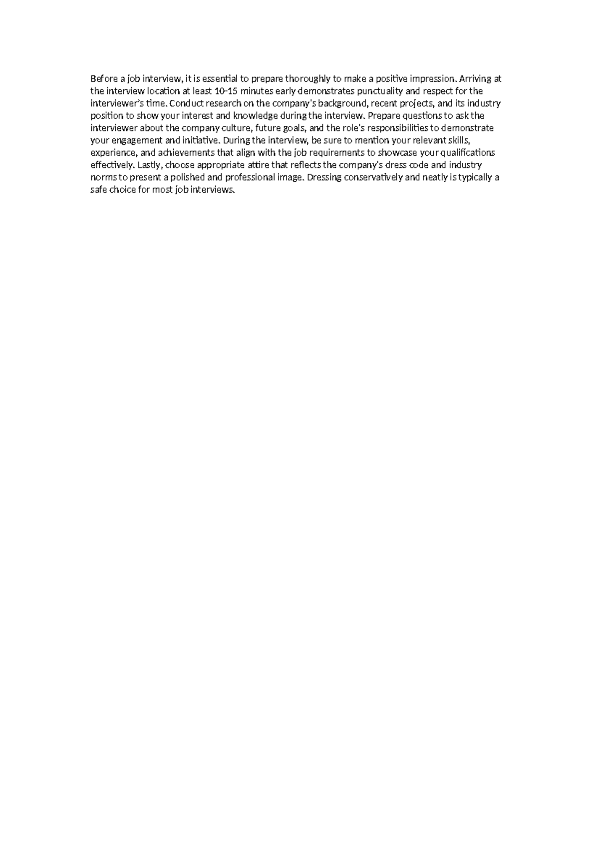 UNIT 7 - Job Interview Preparation Tips for Success - Studocu