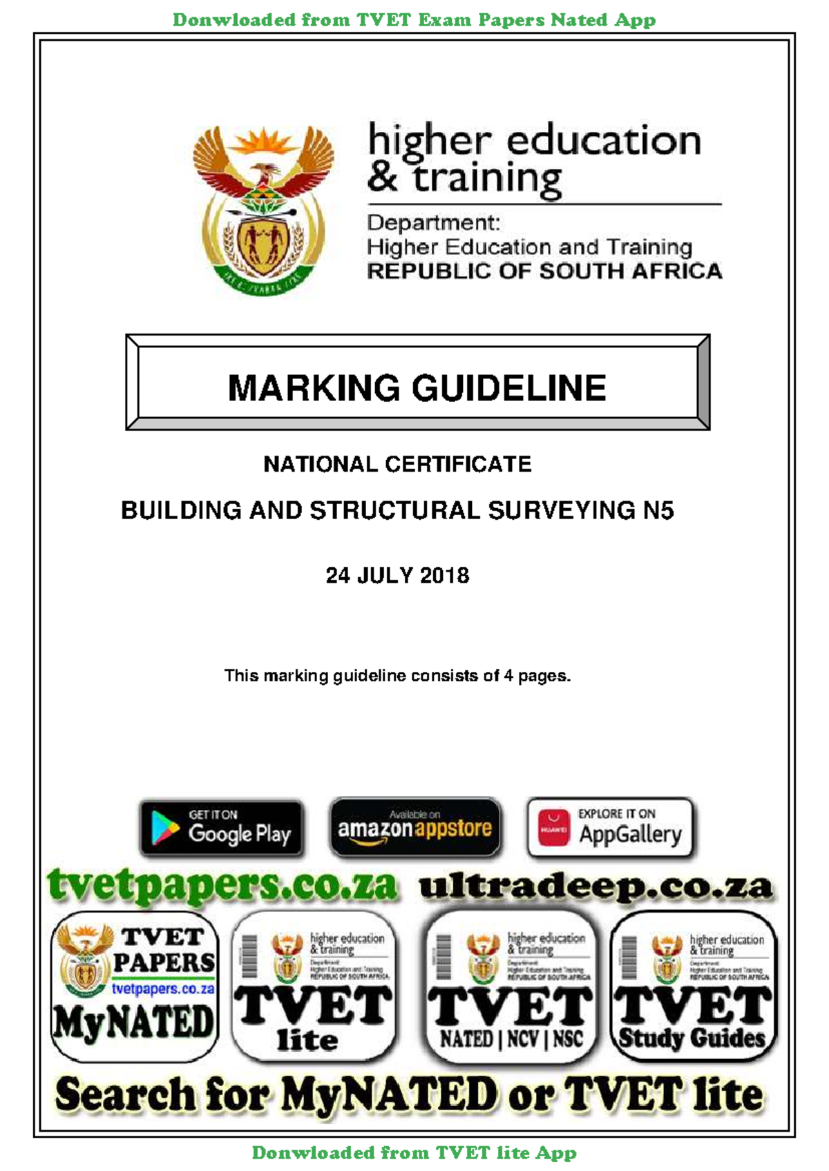 Marking Guideline for NATED National Certificate in Building and ...