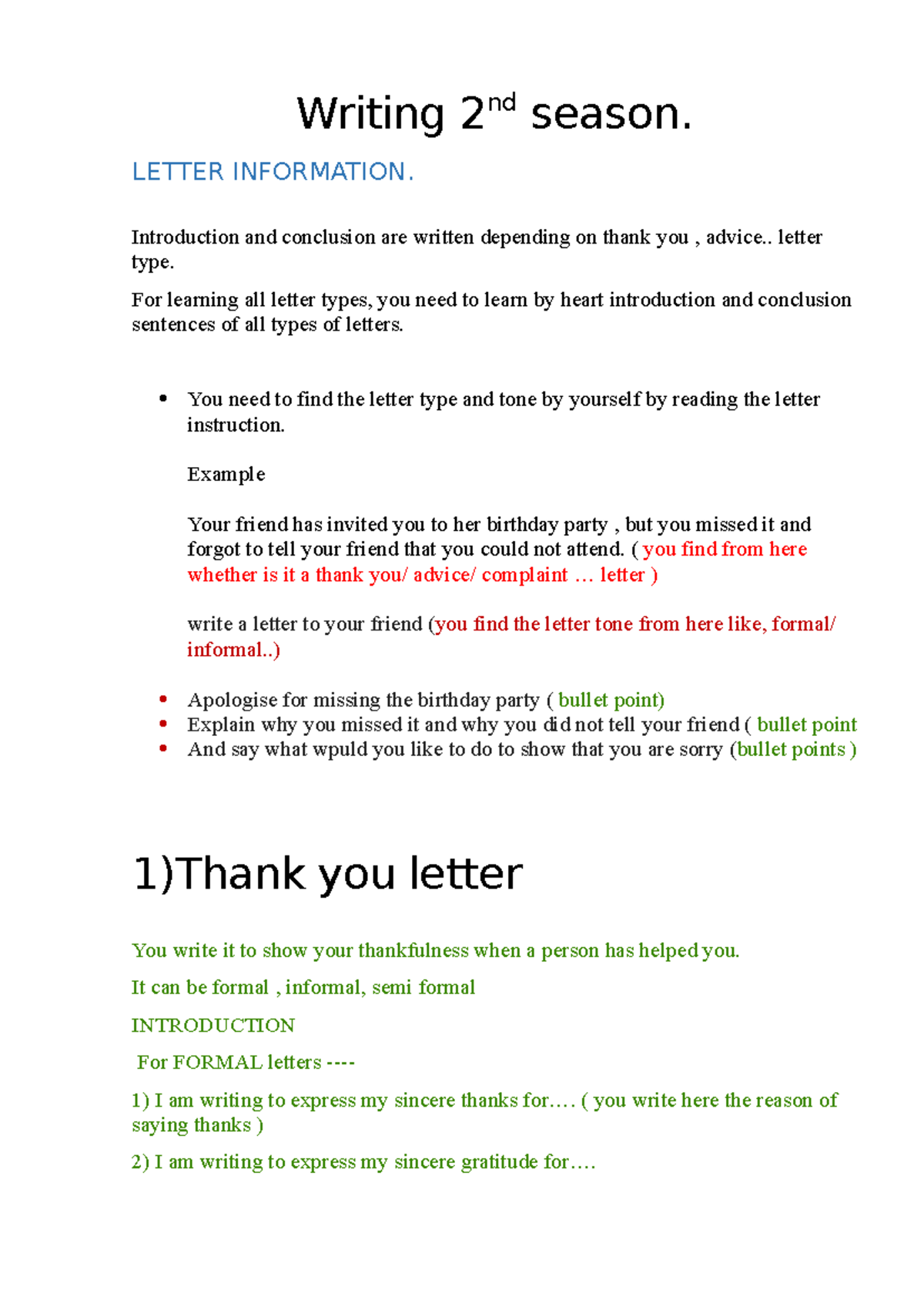 Letter Writing Guide: Types, Structures, and Examples - Studocu