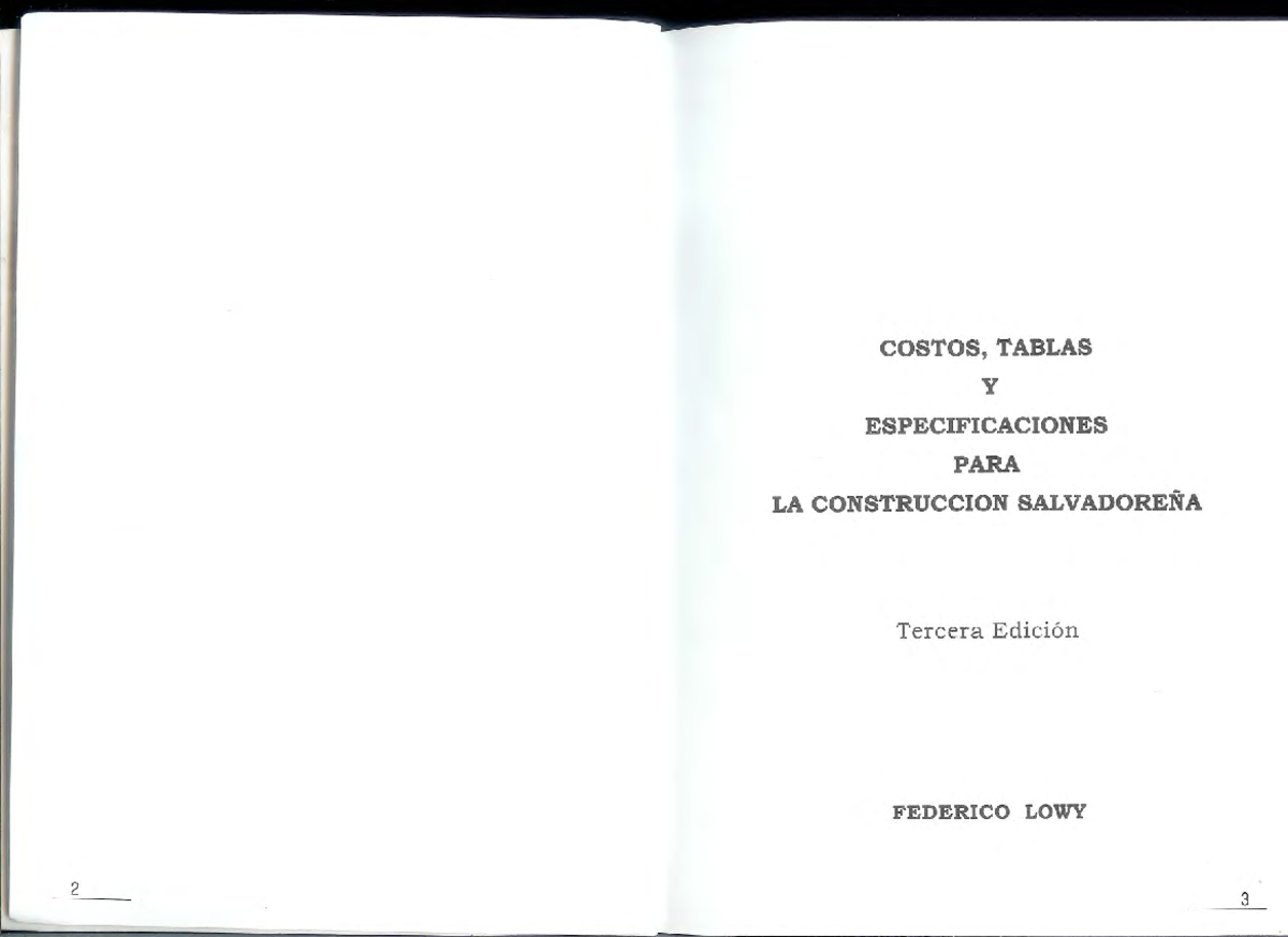 Costos y Tablas para la Construcción en El Salvador - 3ra Edición - Document Preview