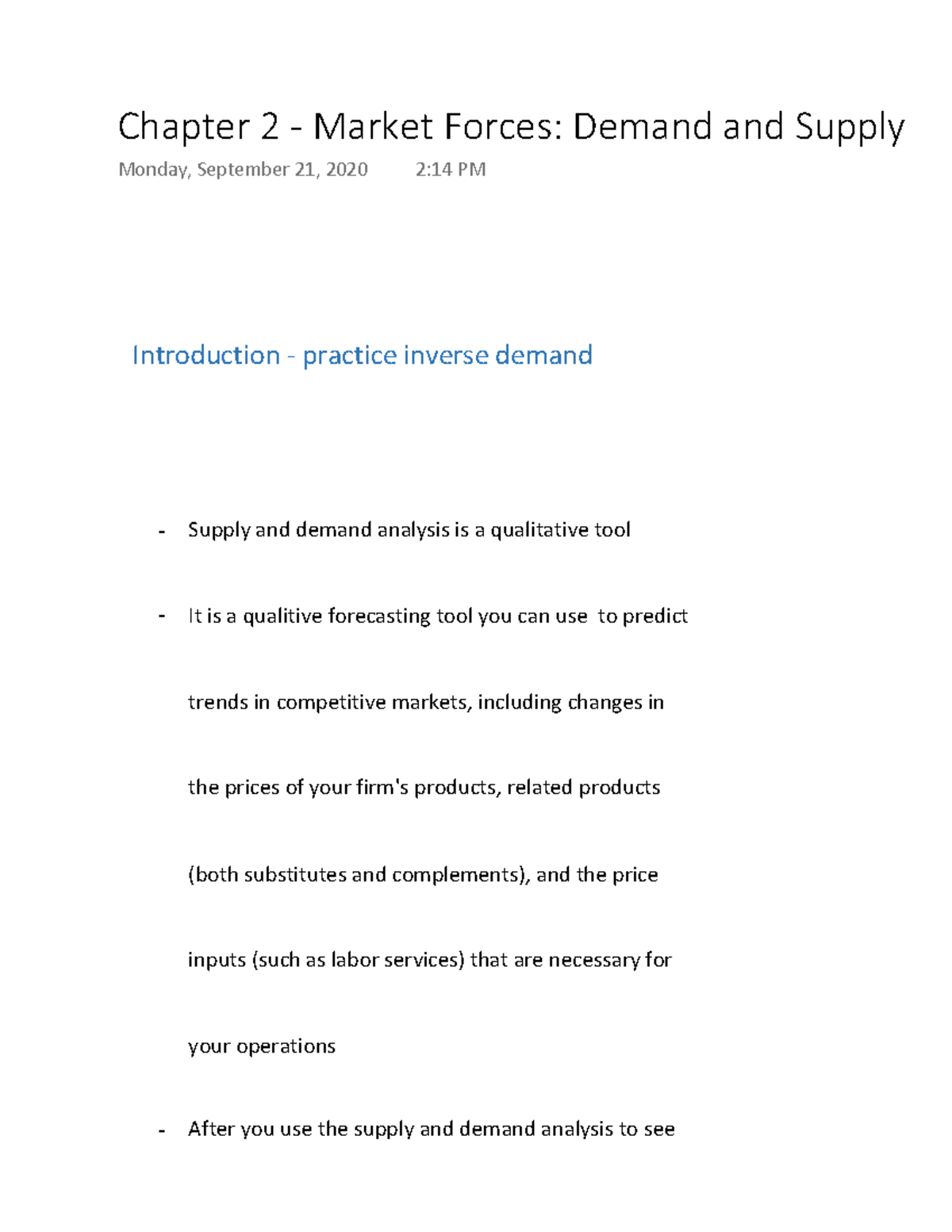 Chapter 2 - Market Forces: Demand and Supply Analysis Insights - Studocu