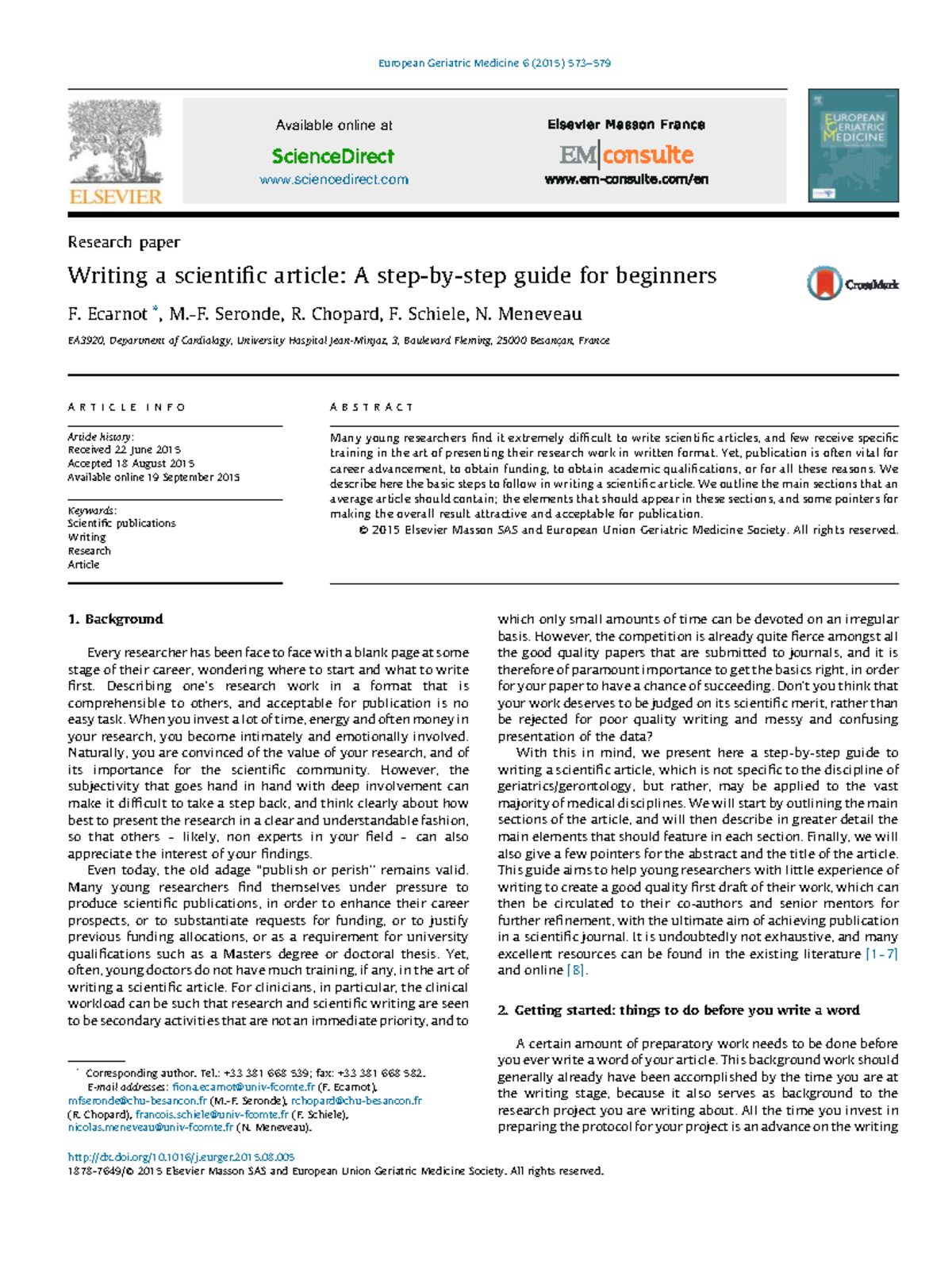 Writing a Scientific Article: A Step-by-Step Guide for Beginners ...