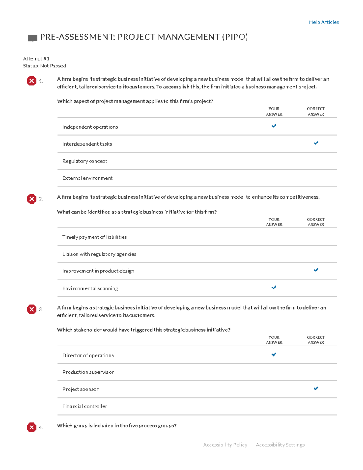Project Management (PIPO) Pre-Assessment Questions and Answers - Studocu