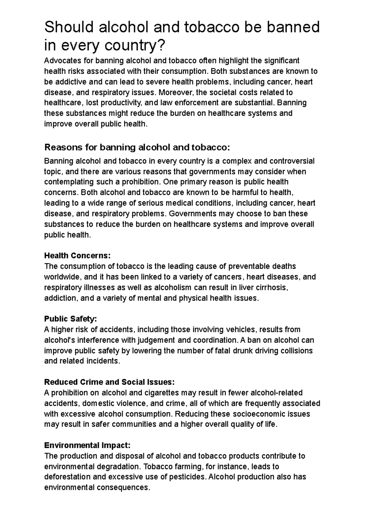 why are alcohol and tobacco legal Alcohol and Tobacco Ban Debate: Health, Risks, and Freedom