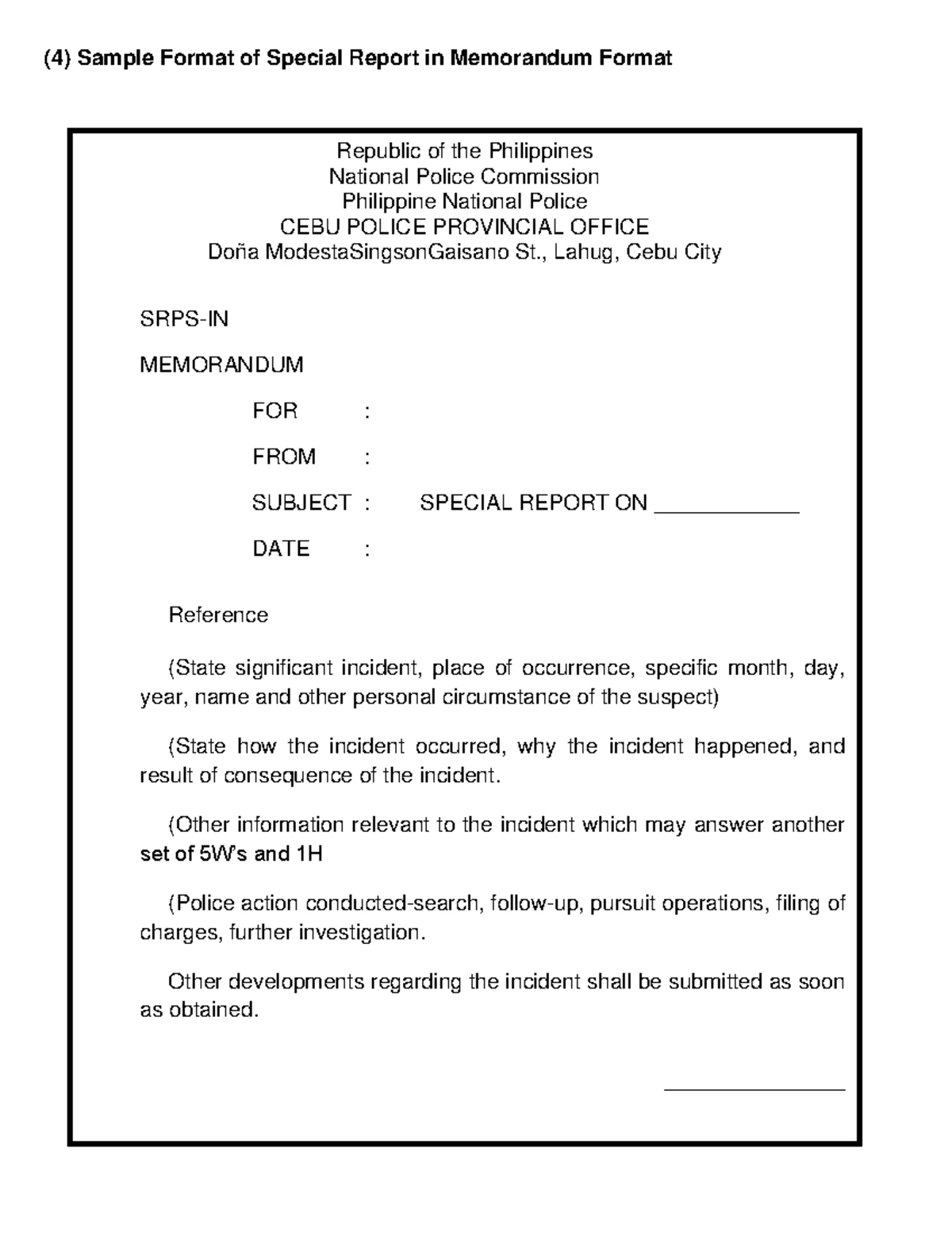 Special Report in Civilian Letter Format SRPS-IN, Nov 25, 2023 - Studocu