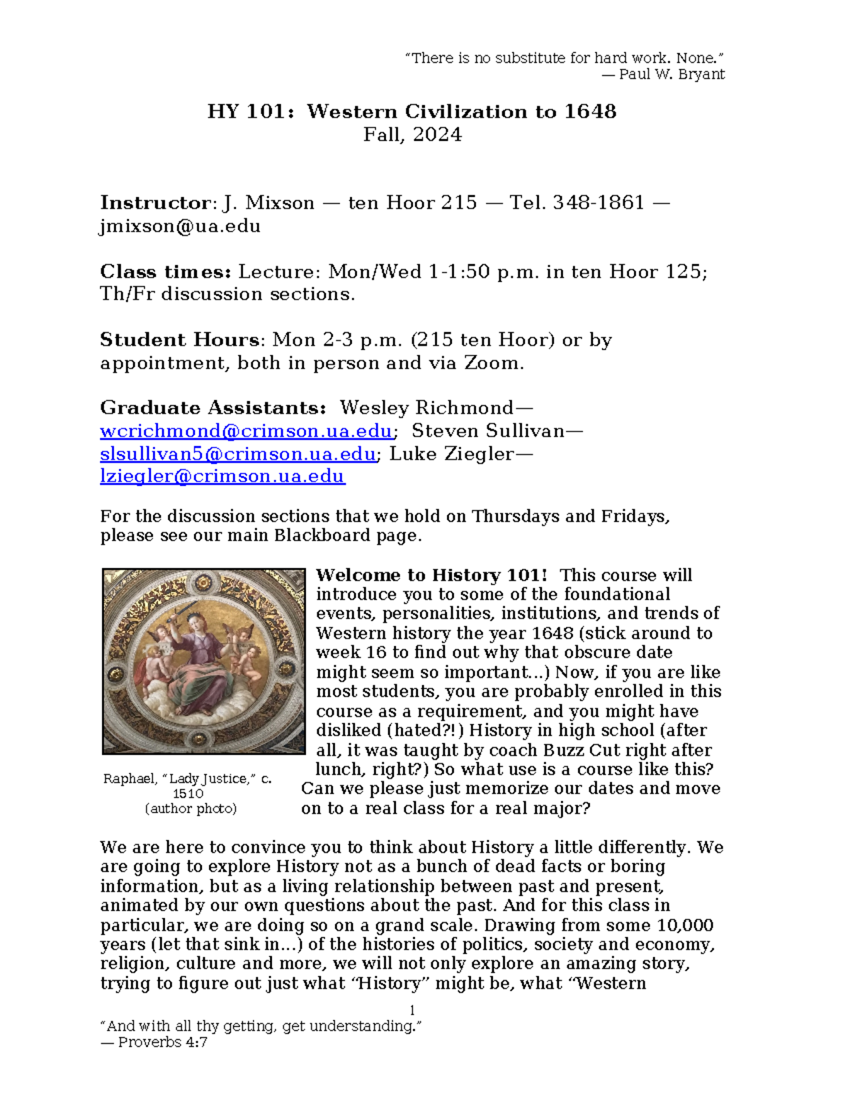Fall 2024 HY 101: Western Civilization Syllabus and Course Notes - Studocu