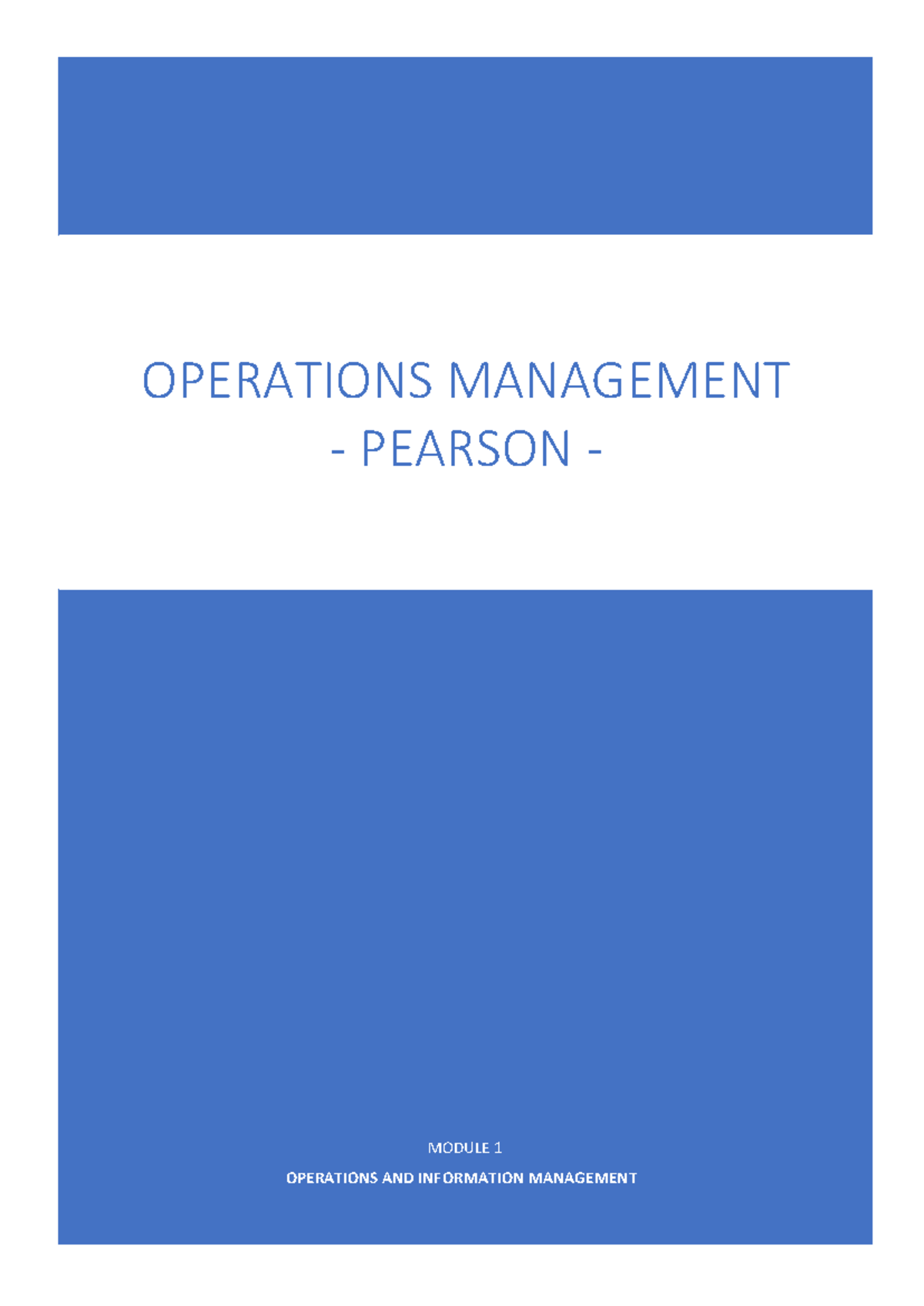 Operations Management Essentials Summary - Pearson Edition - Studocu