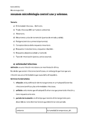 Microbiología - Tipeo Microbiologia Solemne 1 - Microbiología ...