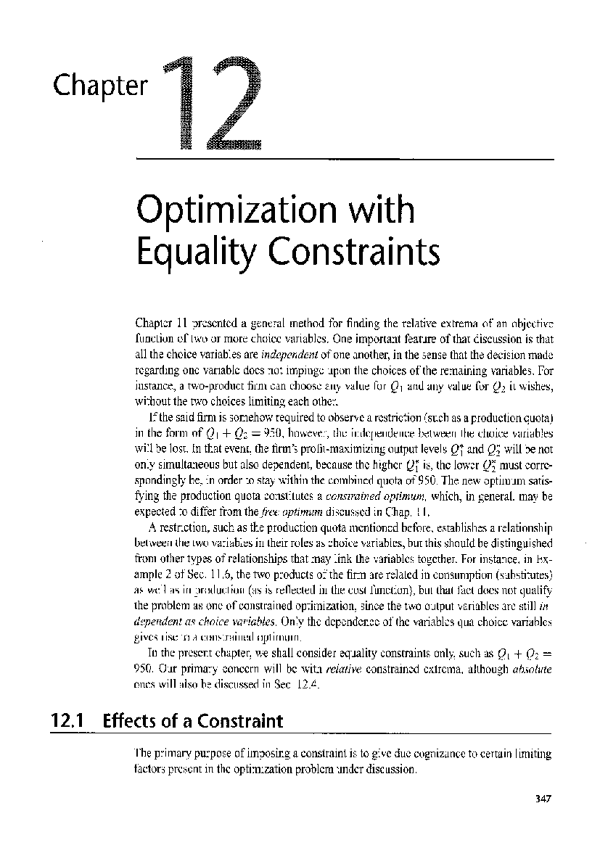 Chapter 12: Optimization with Equality Constraints (Unit 3) - Studocu