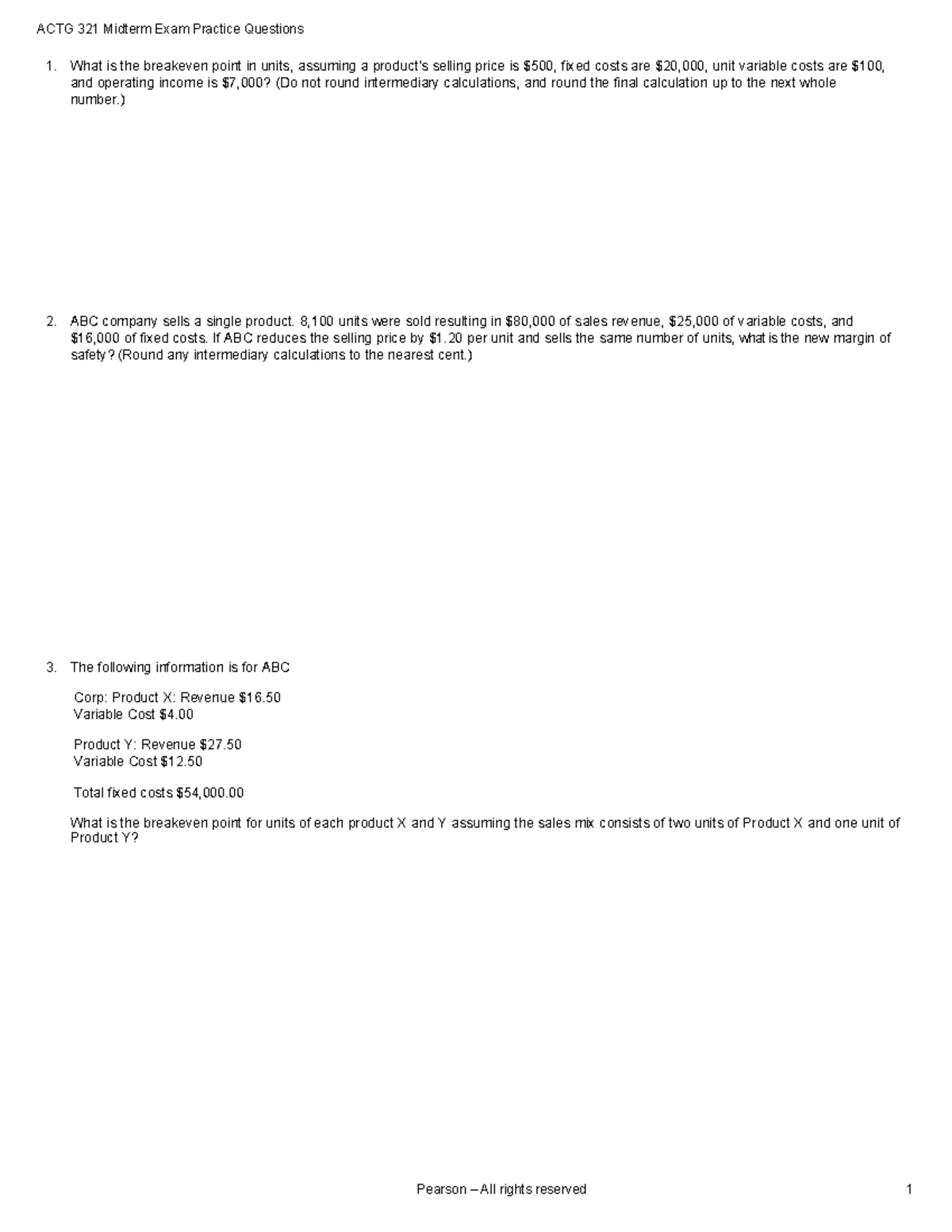 ACTG 360 - Midterm Exam Practice Q&A with Solutions for Review - Studocu