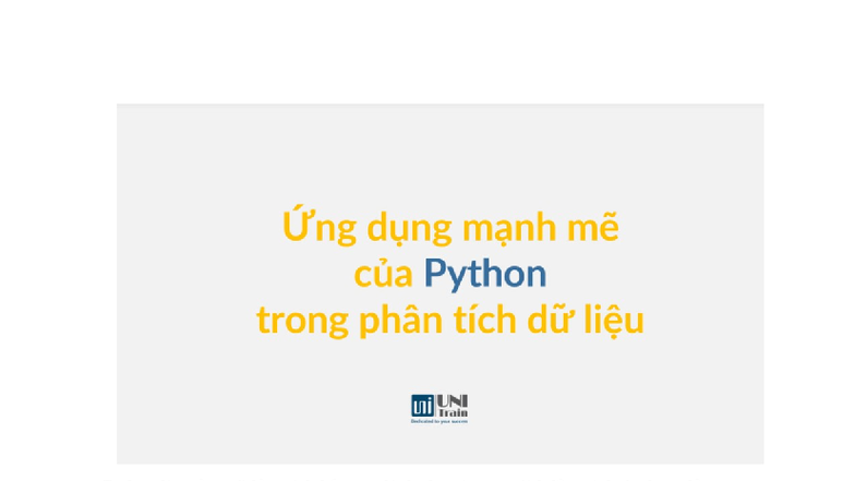 Ứng Dụng Của Python Trong Phân Tích Dữ Liệu - Tài Liệu Học Tập - Studocu
