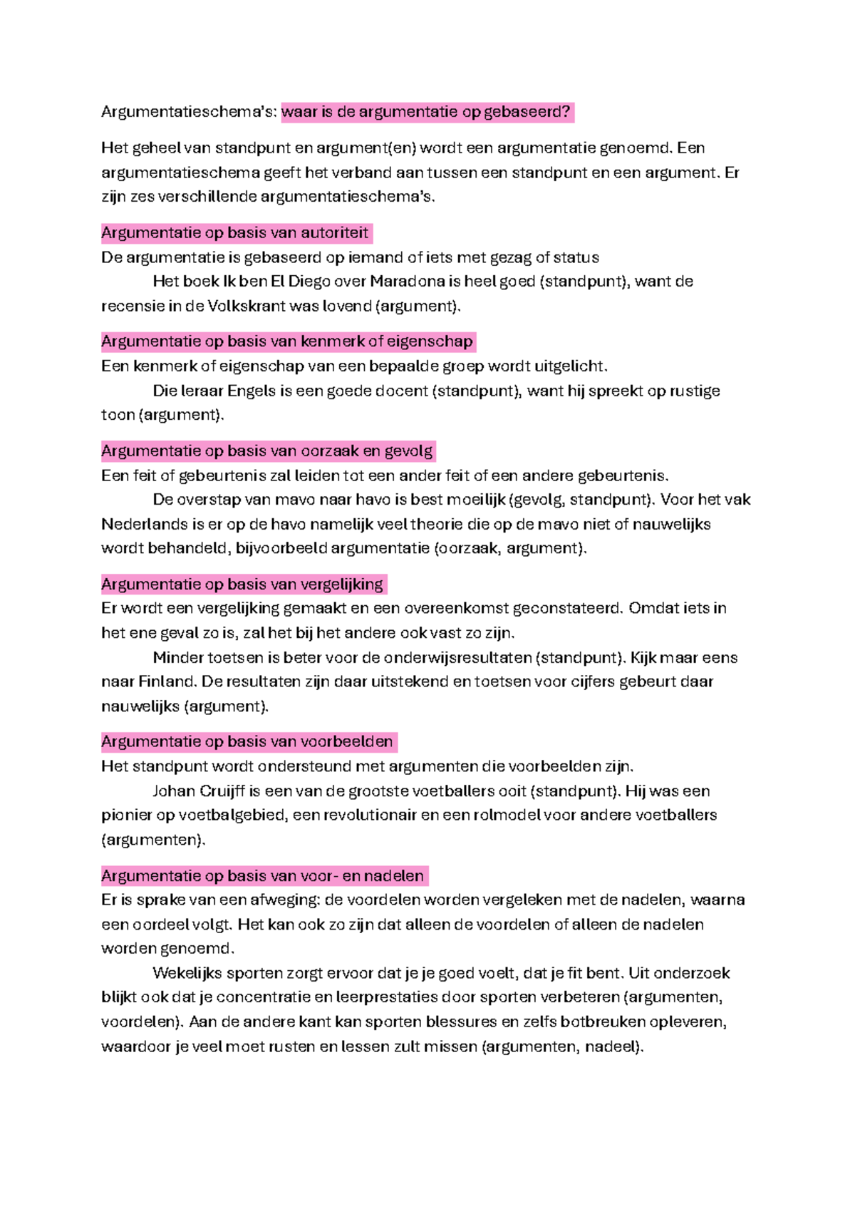 Theorie van Argumentatieschema's 2: Standpunten en Argumenten - Studeersnel