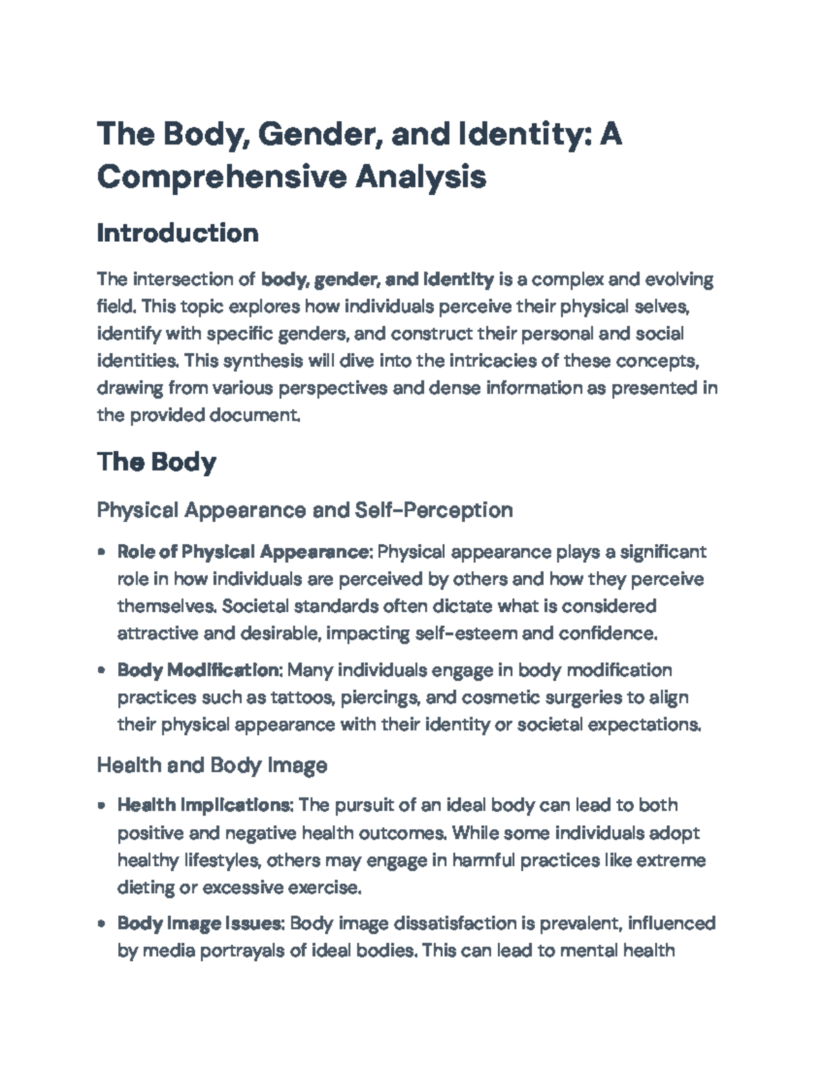 Body, Gender, and Identity: An In-Depth Analysis of Intersections - The ...