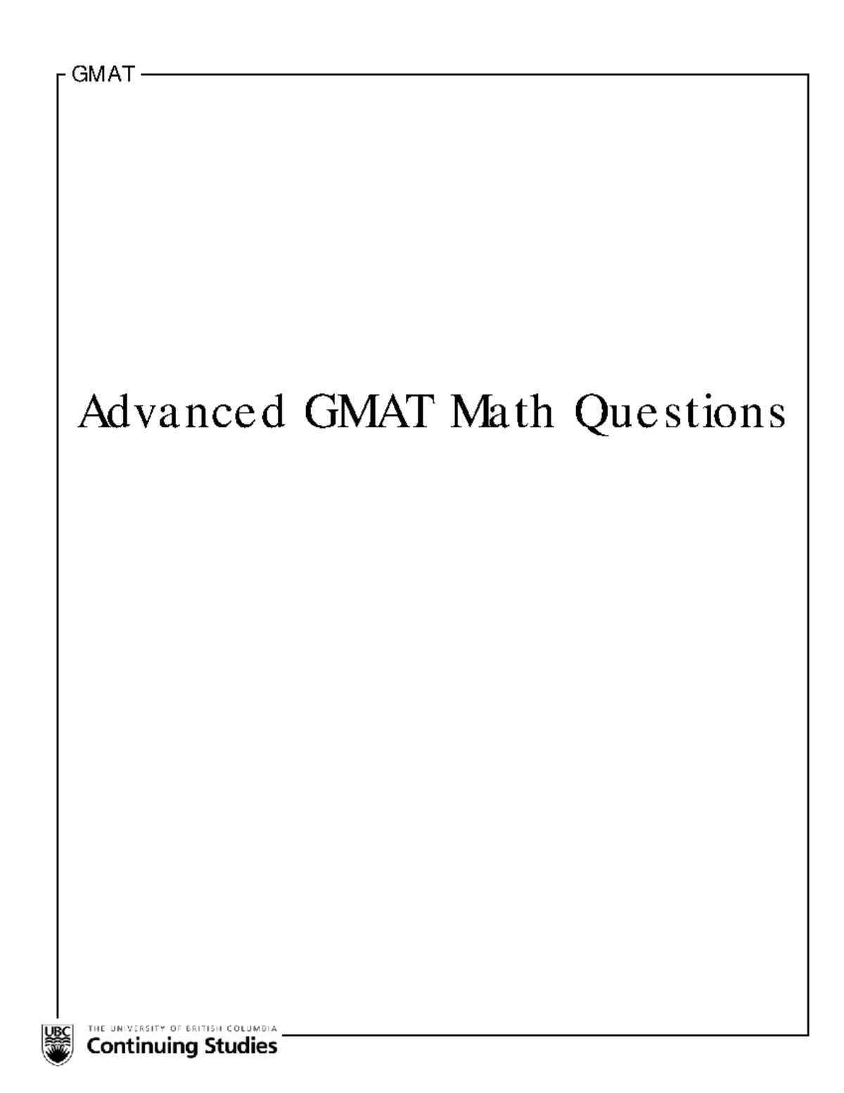GMAT Advanced Quantitative Math Questions and Solutions - Studocu
