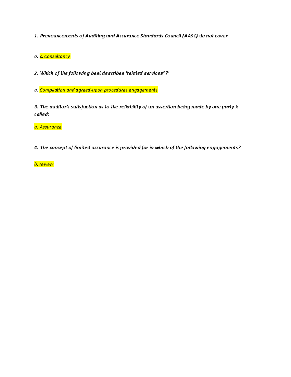 Aud1 - Auditing Theory Quizzes - 1 of Auditing and Assurance Standards ...