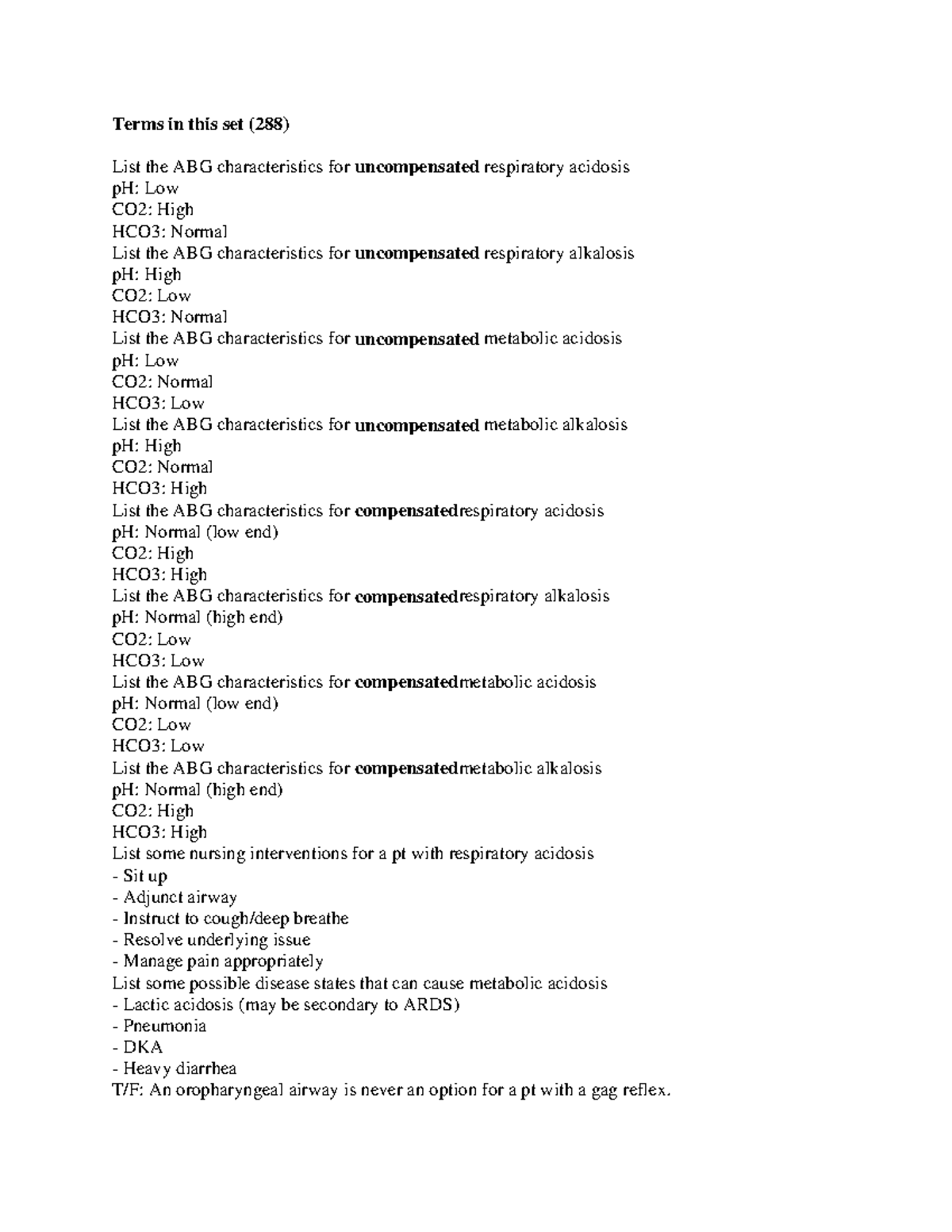 Exam 1 cc - Notes exam 1 - Terms in this set (288) List the ABG ...
