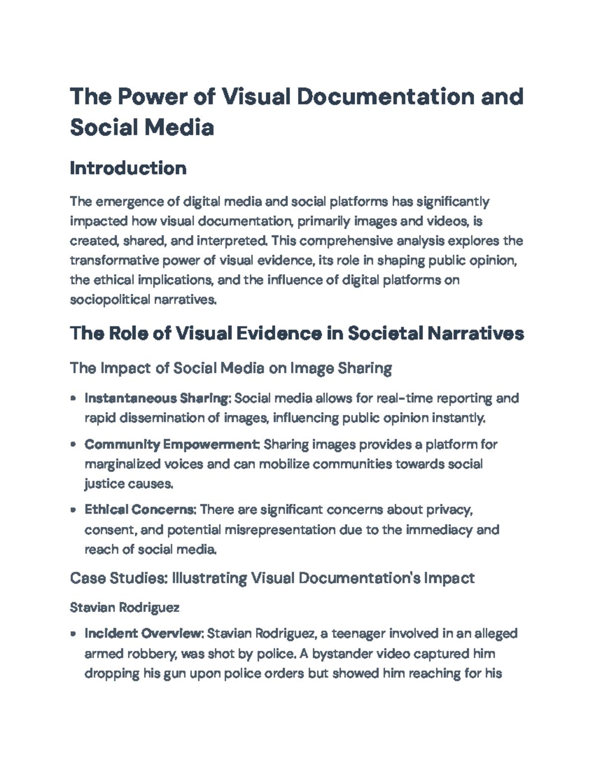 Final Report on the Power of Visual Documentation in Social Media - The ...