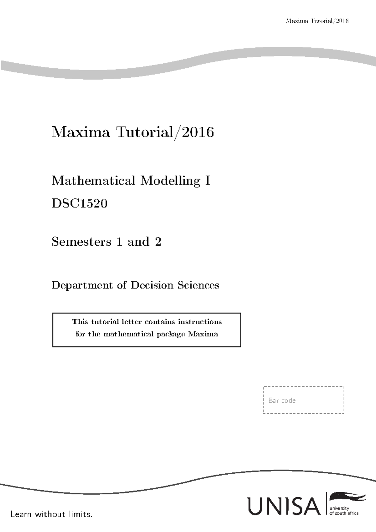 Maxima Tutorial Notes - DSC Math Modeling I (Sem 1 & 2) - Studocu