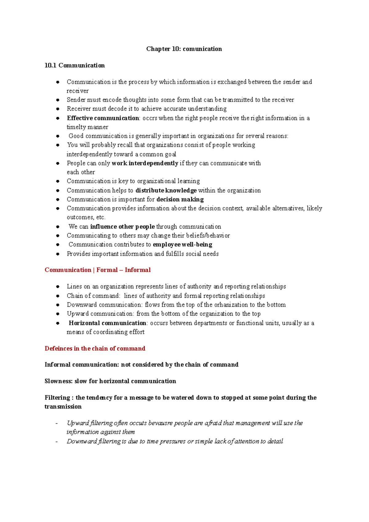 MHR lecture 7 - good notes - Chapter 10: comunication 10 Communication ...