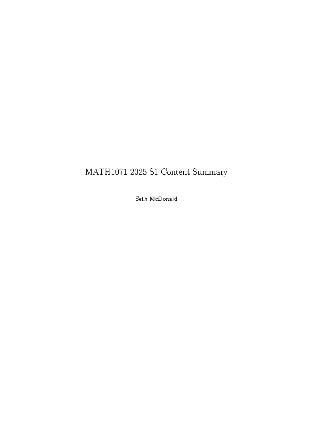 MATH1071 2025 S1 Comprehensive Content Overview - Studocu