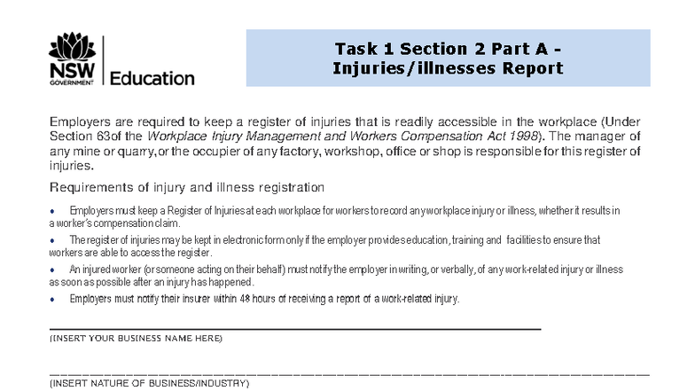 T1 S2 Part A - WHS Injury & Illness Reporting Guidelines - Studocu