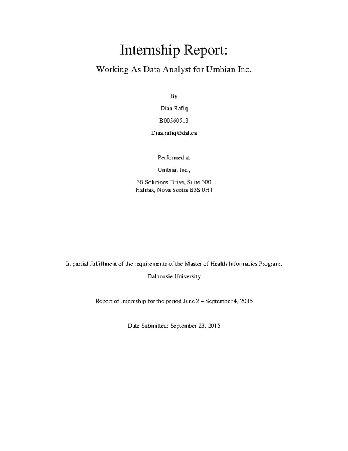 Rafig Diaa-Internship Report-Summer 2015 - Internship Report: Working ...