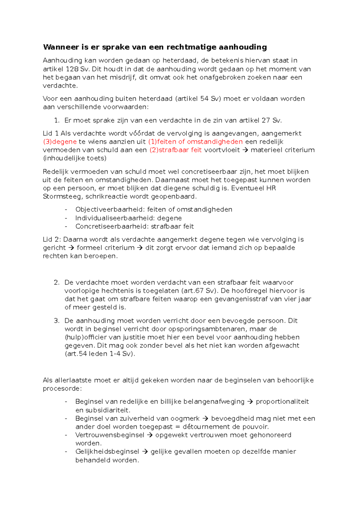 Wanneer is er sprake van rechtmatige aanhouding? Een Analyse - Studeersnel