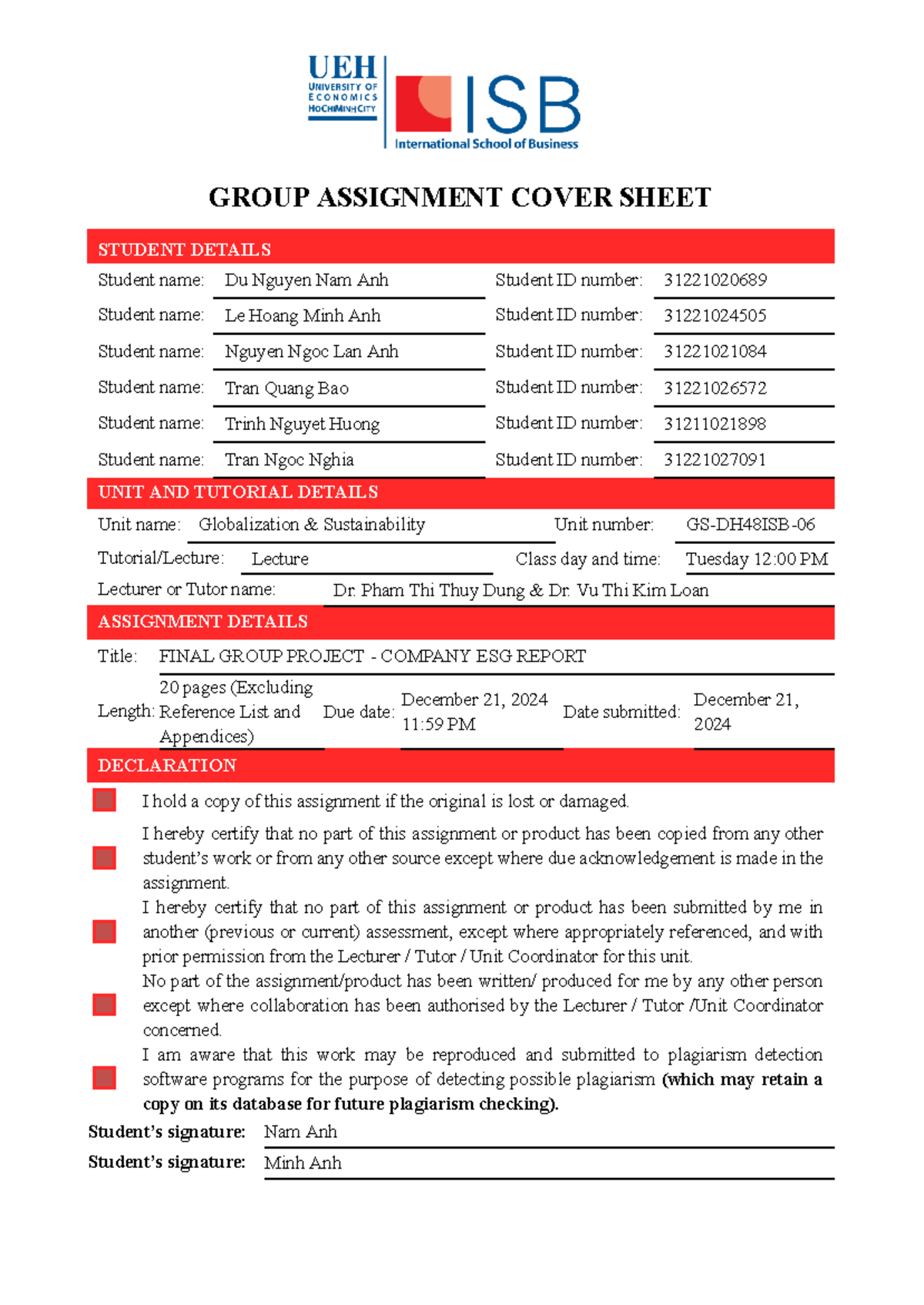 GS-06 - Final Group Project - Company ESG Report Overview - Studocu