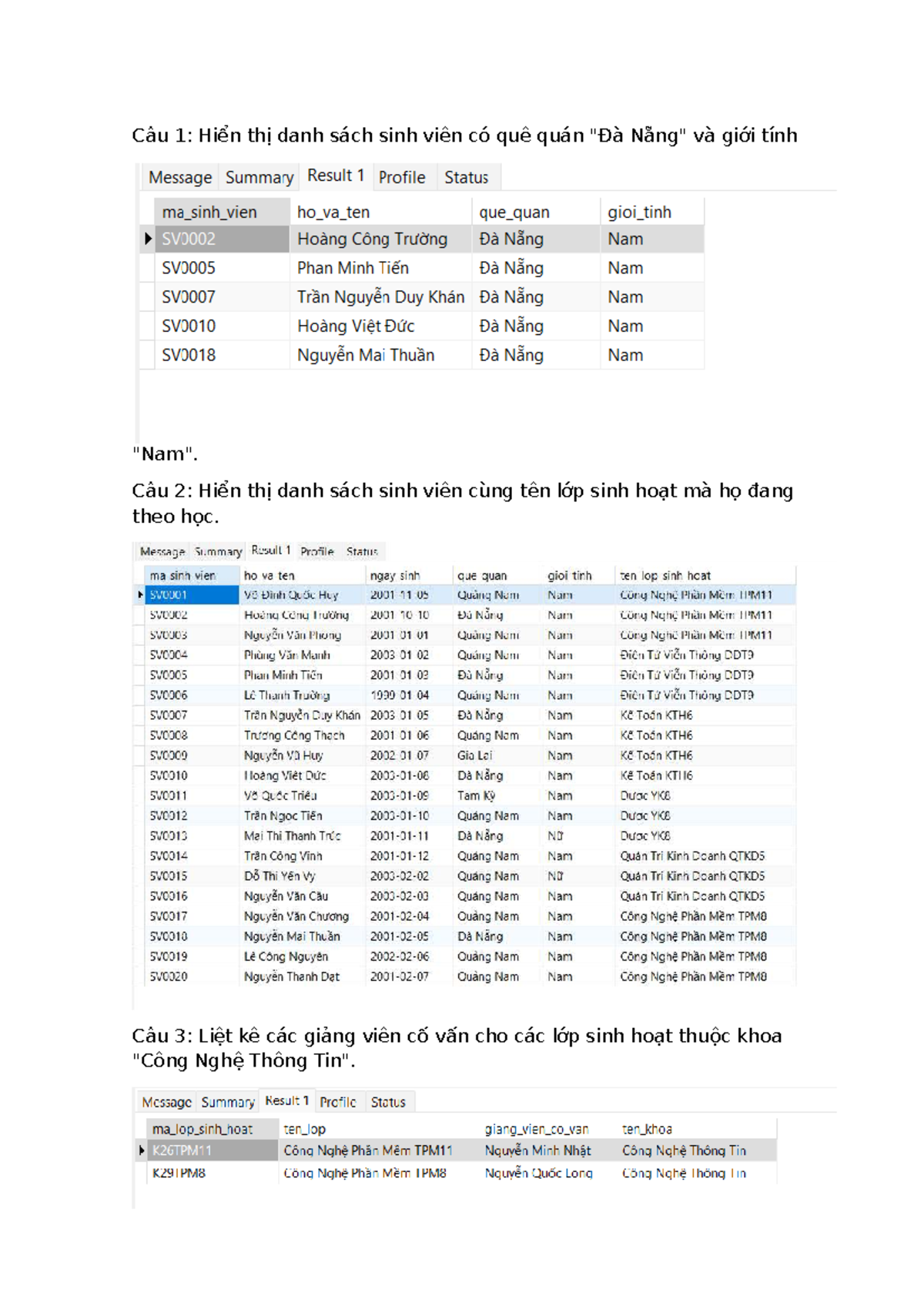 Dap An Bai Tap SQL - 2323: Câu Hỏi và Trả Lời Chi Tiết - Studocu