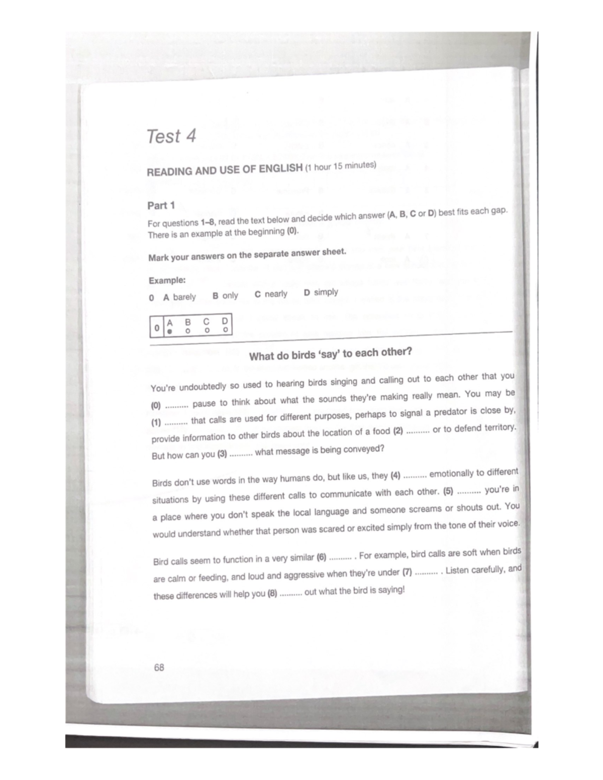 Examen 1 Cambridge: Reading and Use of English Test Solutions - Studocu
