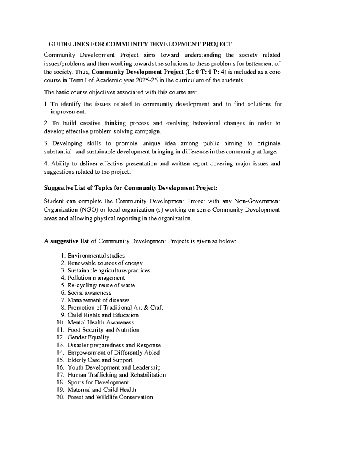 Community Development Project Guidelines (CDP 101) - Studocu