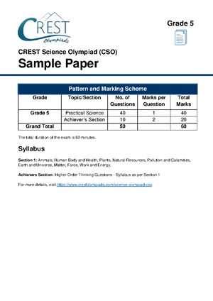 IOS Sample Paper: 8th Grade International Science Olympiad - Studocu