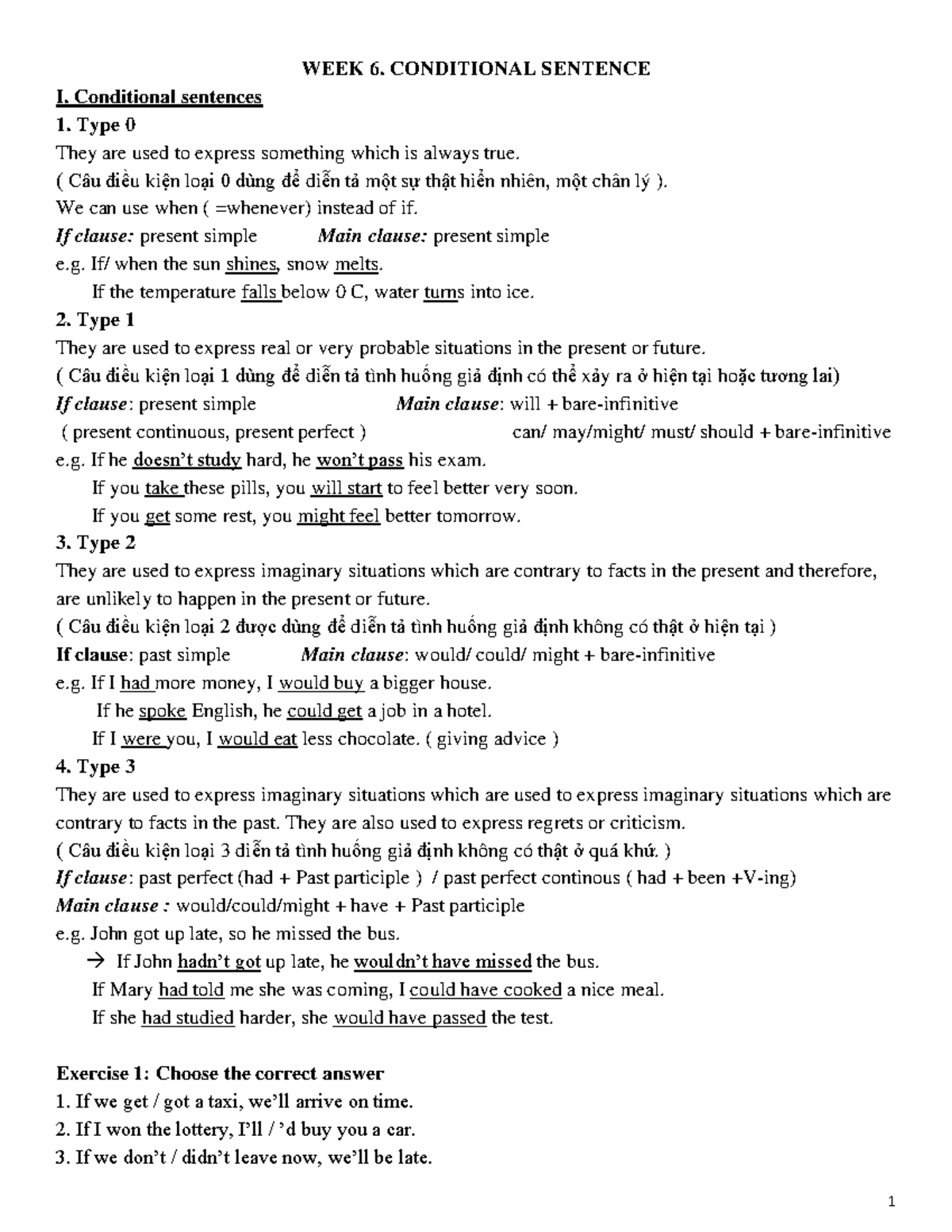 Conditional sentences - WEEK 6. CONDITIONAL SENTENCE I. Conditional ...