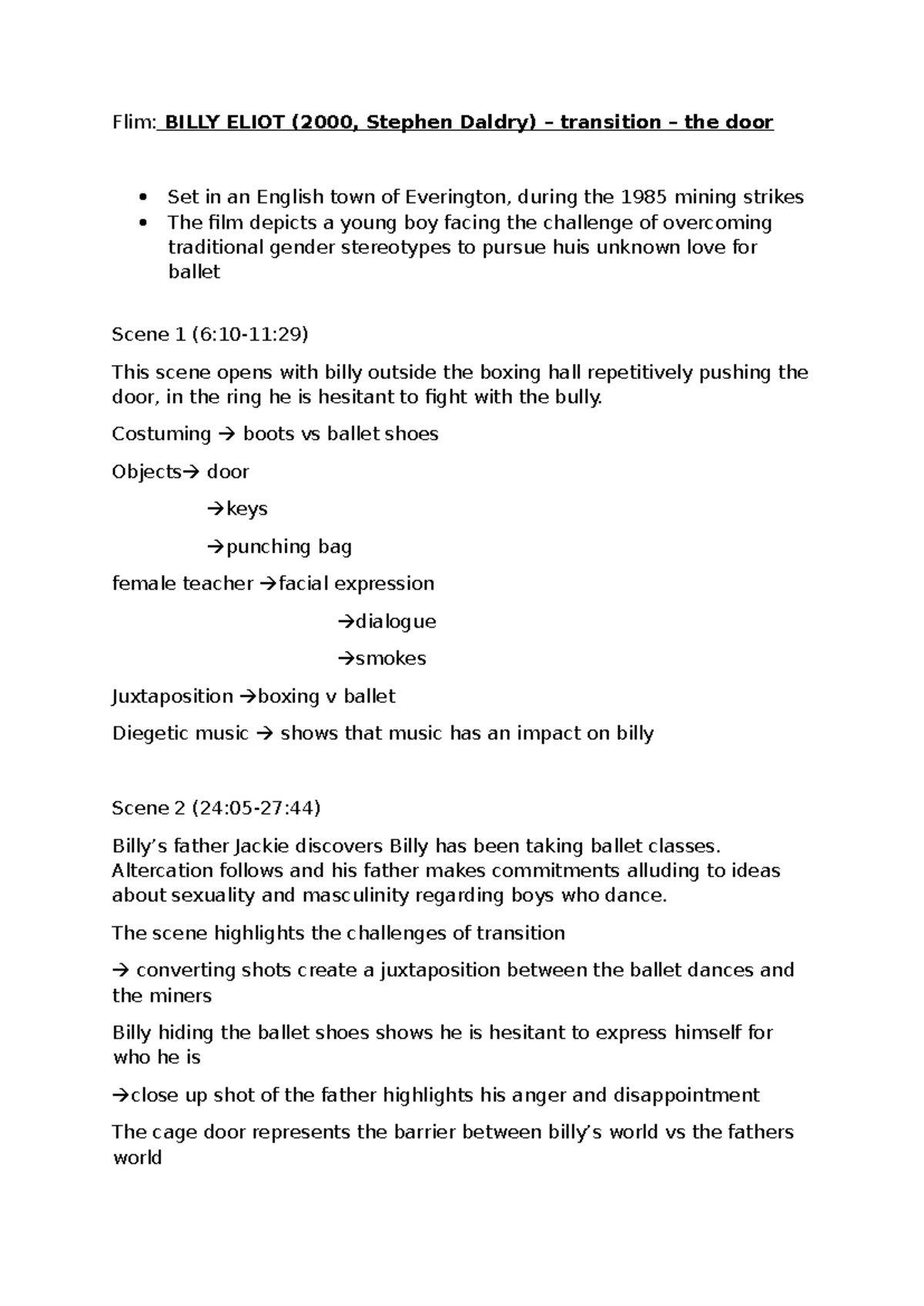 Billy elliot notes - Flim: BILLY ELIOT (2000, Stephen Daldry ...
