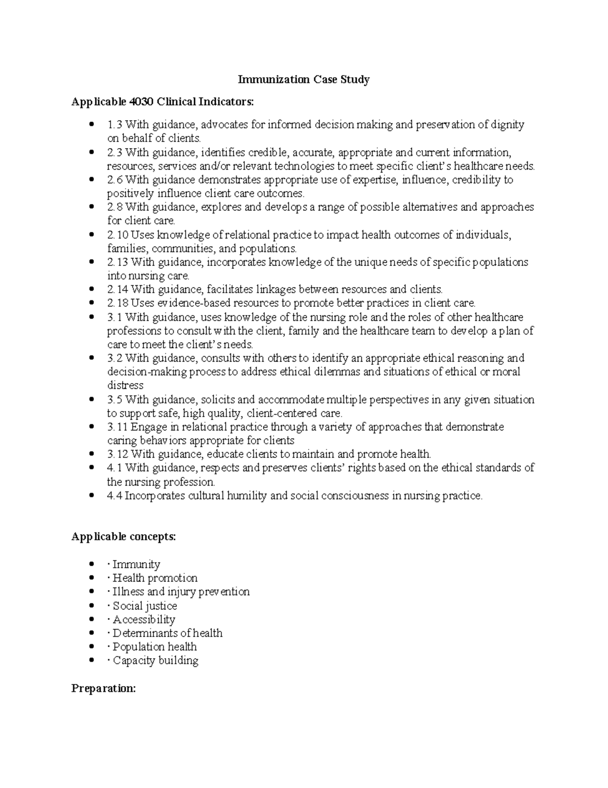 Immunization Case Study: PHN Guidance for Informed Consent (4030) - Studocu