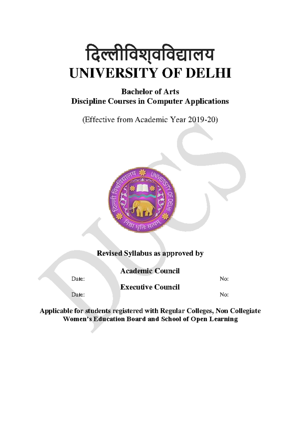 Revised Syllabus for BA (Prog) Computer Application (Annex-85) - Studocu