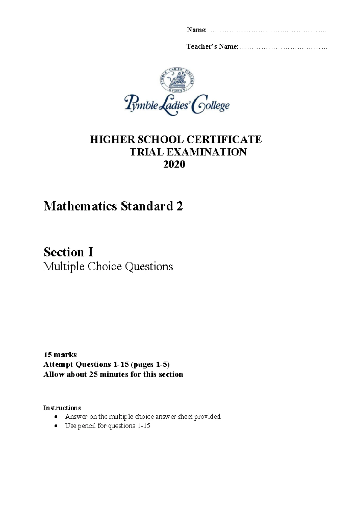 Knox Grammar 2019 HSC Business Studies Trial Exam & Solutions - Studocu
