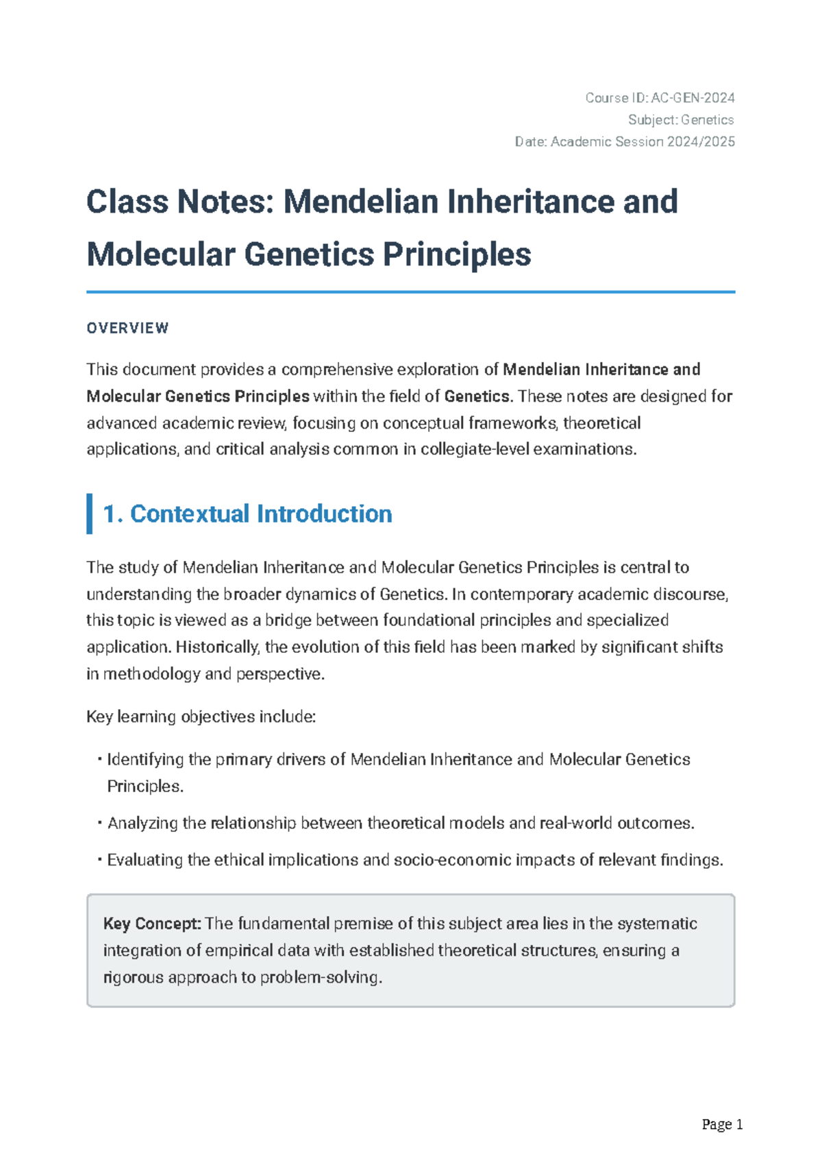 Genetics Class Notes: Mendelian Inheritance & Molecular Genetics ...