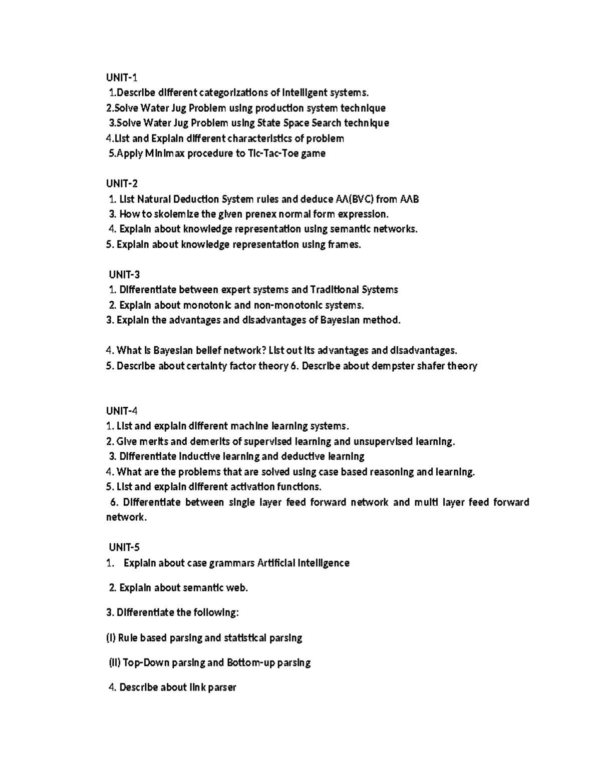 AI 1to5 Units Important Notes - Key Concepts and Techniques in AI - Studocu